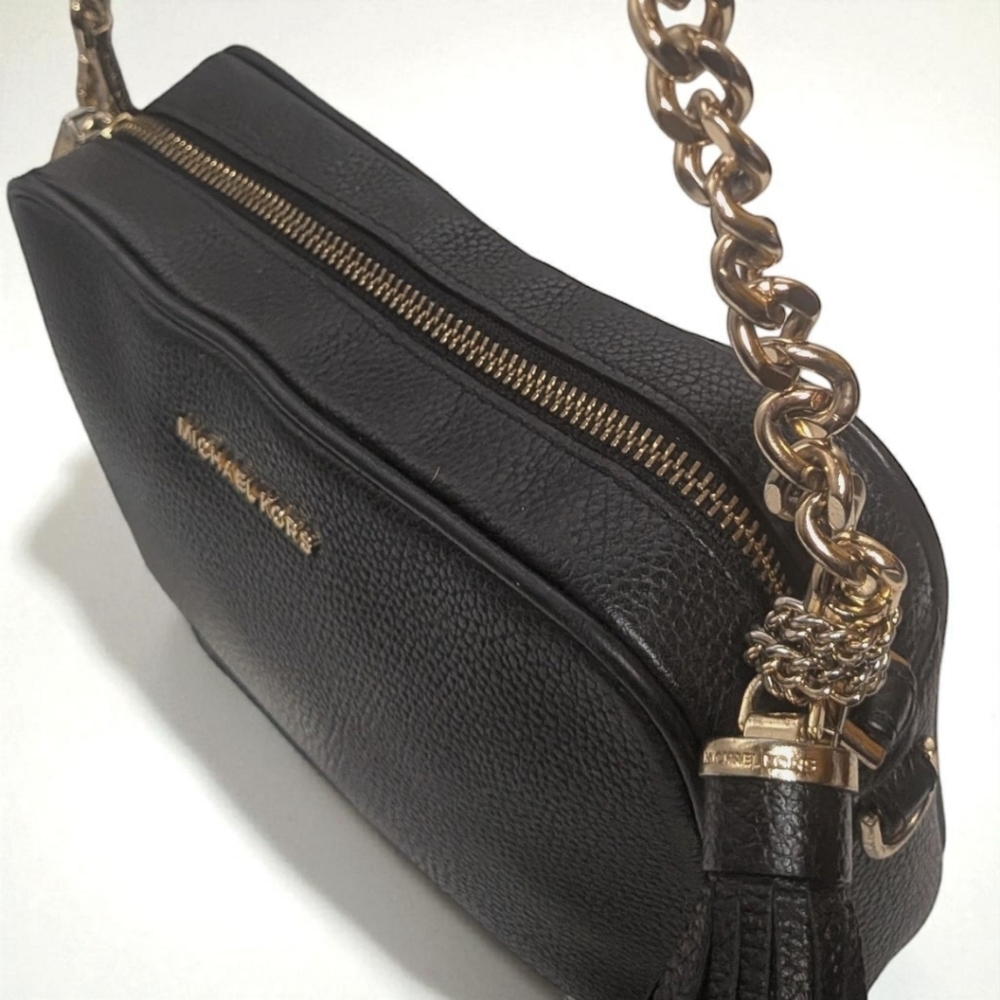 Michael Kors Ginny Crossbody Camera Bag in Black Pebbled Leather Jet Set Bag - Picture 7 of 16